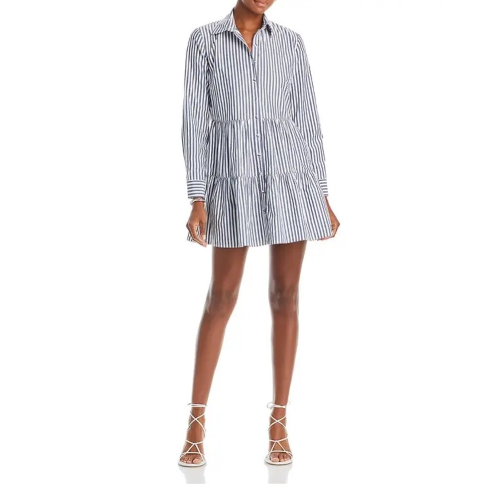 Aqua Navy and White Striped Dress
